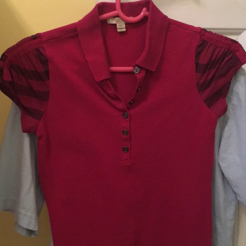 Burberry dark pink polo